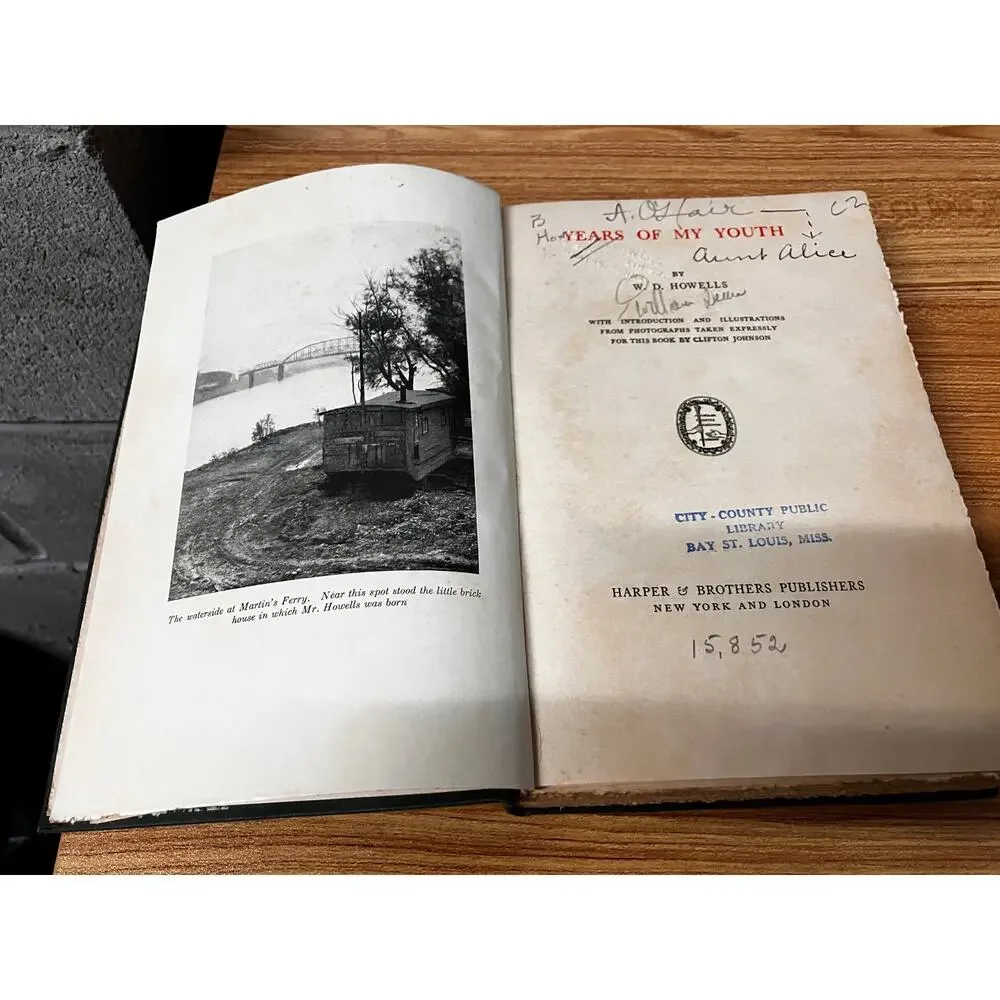 Years of My Youth W.D. Howells 1917‎ Hardcover Ex-Library 1st Edition